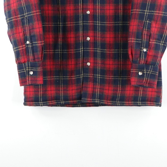 Vintage 90s Quilt Lined Wool Flannel Shirt Jacket - Picture 3 of 8